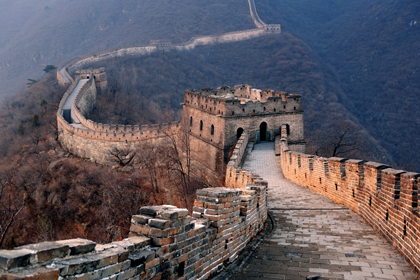 great wall sunset beijing china